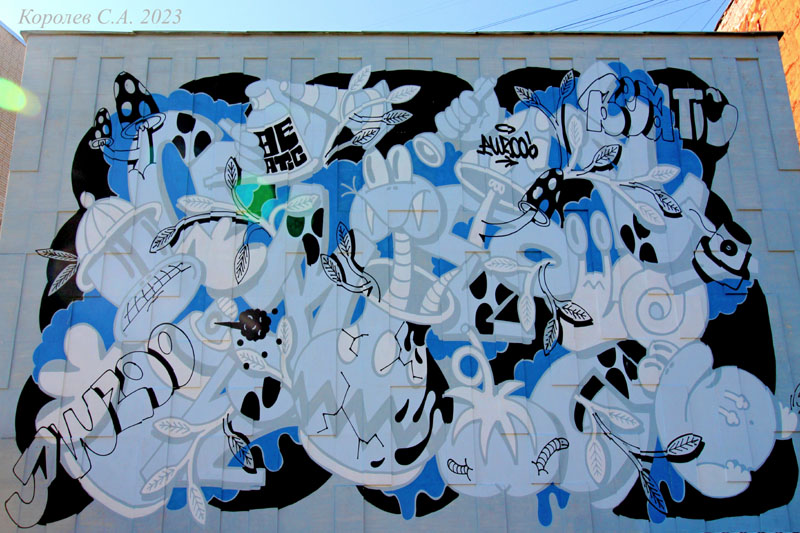 граффити «Паутина» на Мира 17 во Владимире фото vgv
