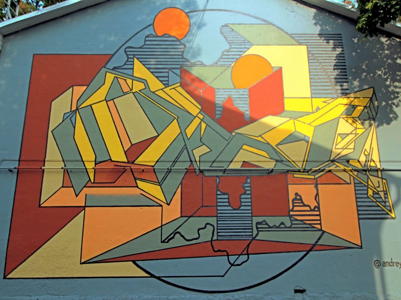 граффити геометрическая композиция «Закономерность» на Алябьева 9 во Владимире фото vgv
