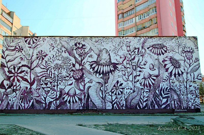 цветочное граффити «Ромашки и Чертополох» на Комиссарова 12 во Владимире фото vgv