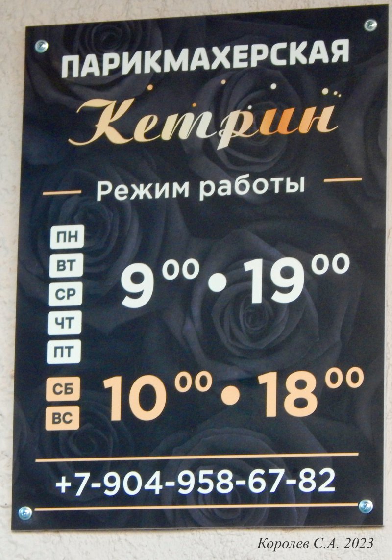 парикмахерская «Кетрин» на проспекте Ленина 60 во Владимире фото vgv