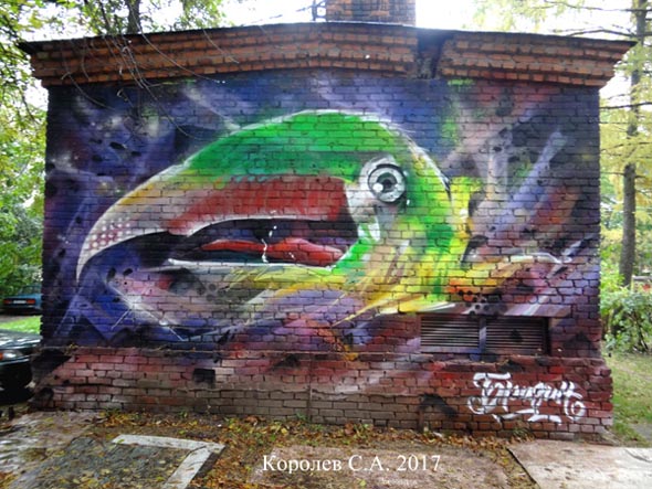 граффити «Не шелкай клювом» на трансформаторной будке у дома 38 по улице Мира 2017 во Владимире фото vgv