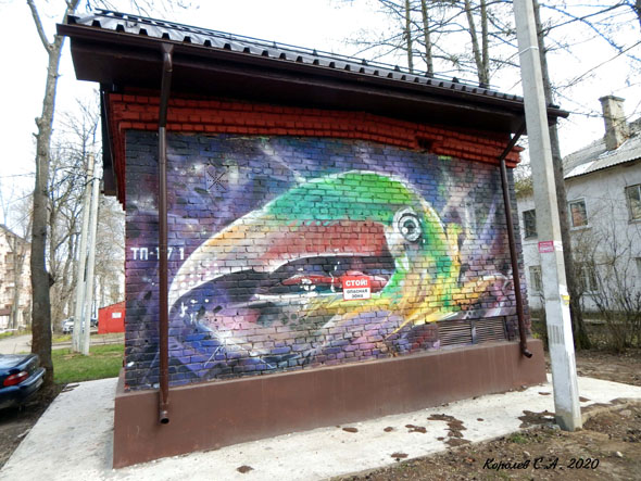 граффити «Не шелкай клювом» на трансформаторной будке у дома 38 по улице Мира 2017 во Владимире фото vgv