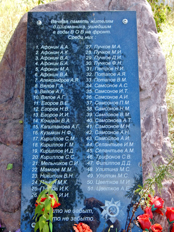 памятник жителям деревни Ширманиха погибшим в ВОВ 1941-1945 гг. во Владимире фото vgv